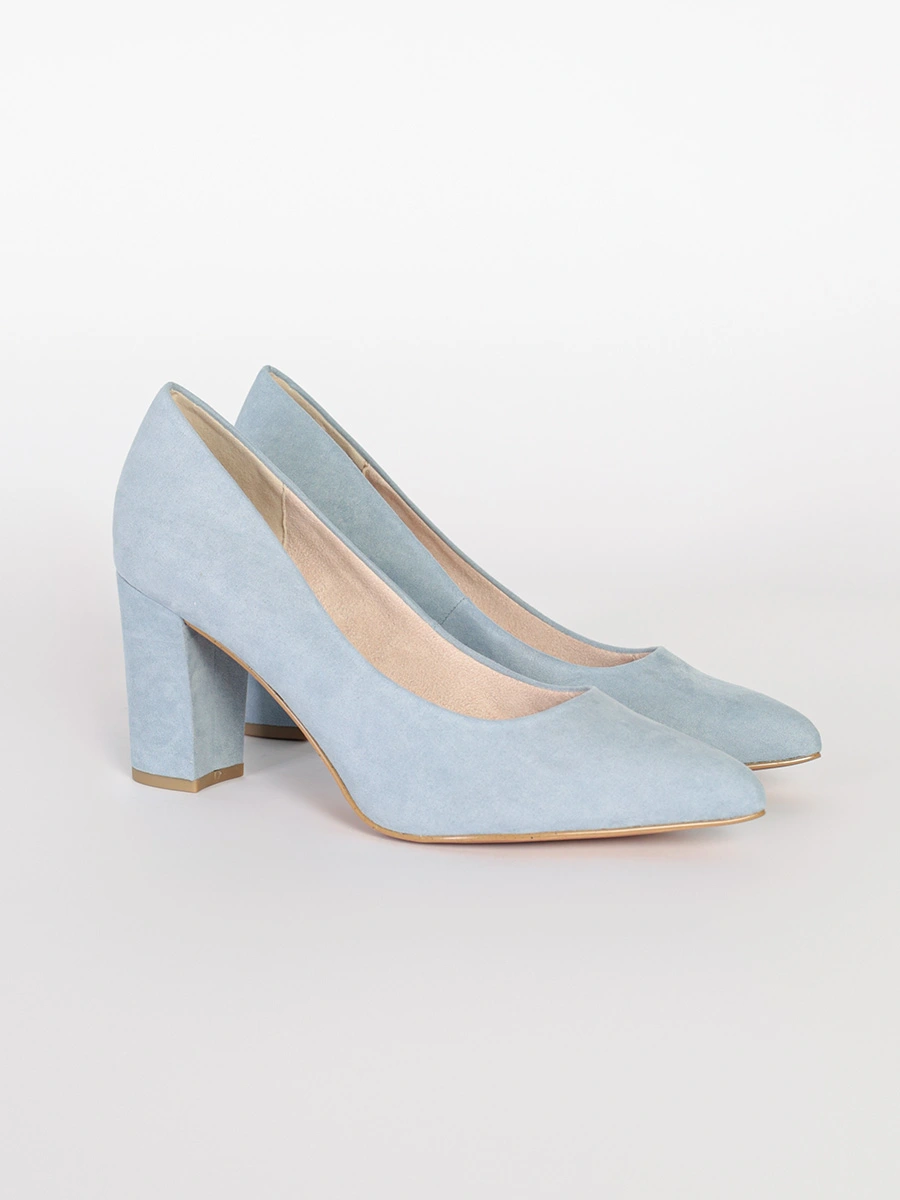 Туфли-лодочки голубого цвета на высоком каблуке